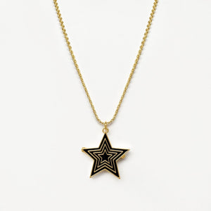 Deco Star Locket (Onyx) - Gold